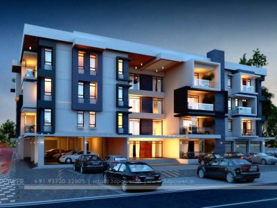3D Night View Apartment Visualization